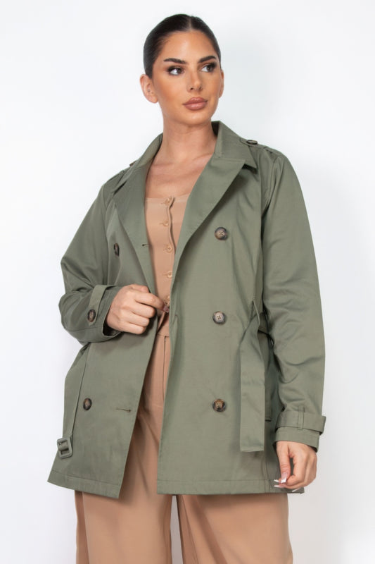New Arrival – Double-breasted Notch Belted Coat – New Arrival Now Live