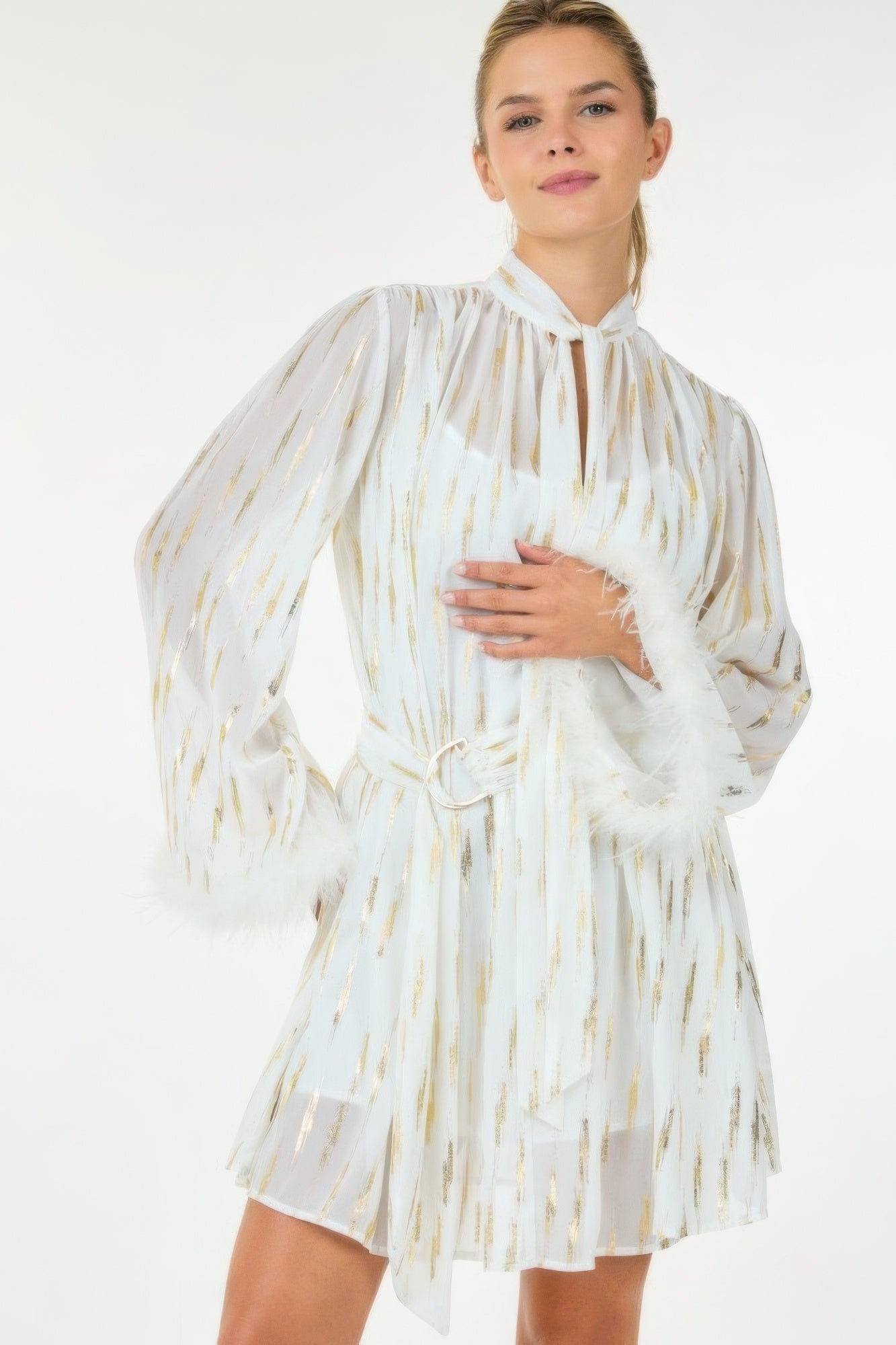 New Arrival – Metallic Print Short Dress – New Arrival Now Live