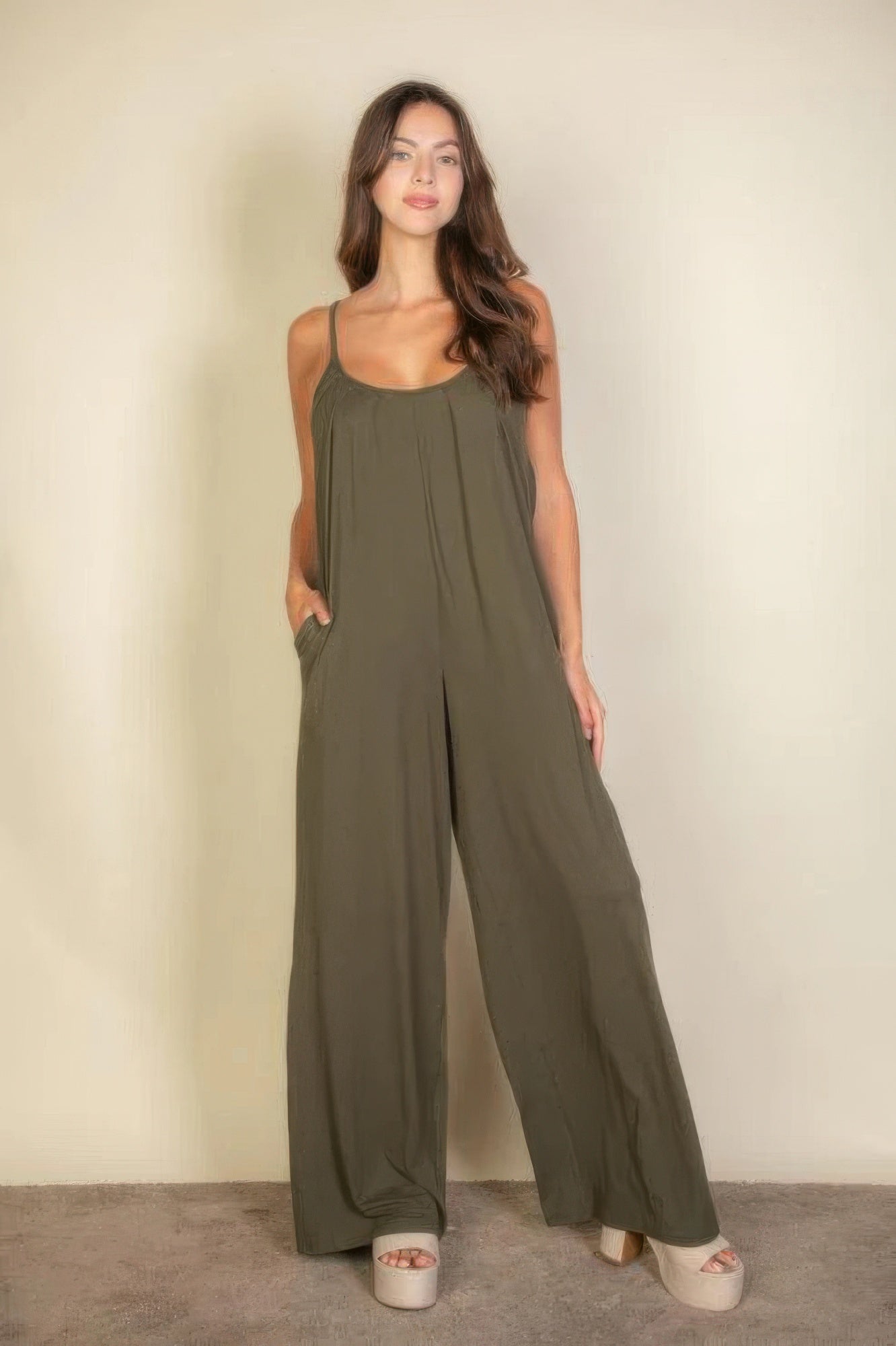 New Arrival – Spaghetti Strap Solid Wide Jumpsuit – New Arrival Now Live