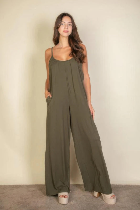 New Arrival – Spaghetti Strap Solid Wide Jumpsuit – New Arrival Now Live