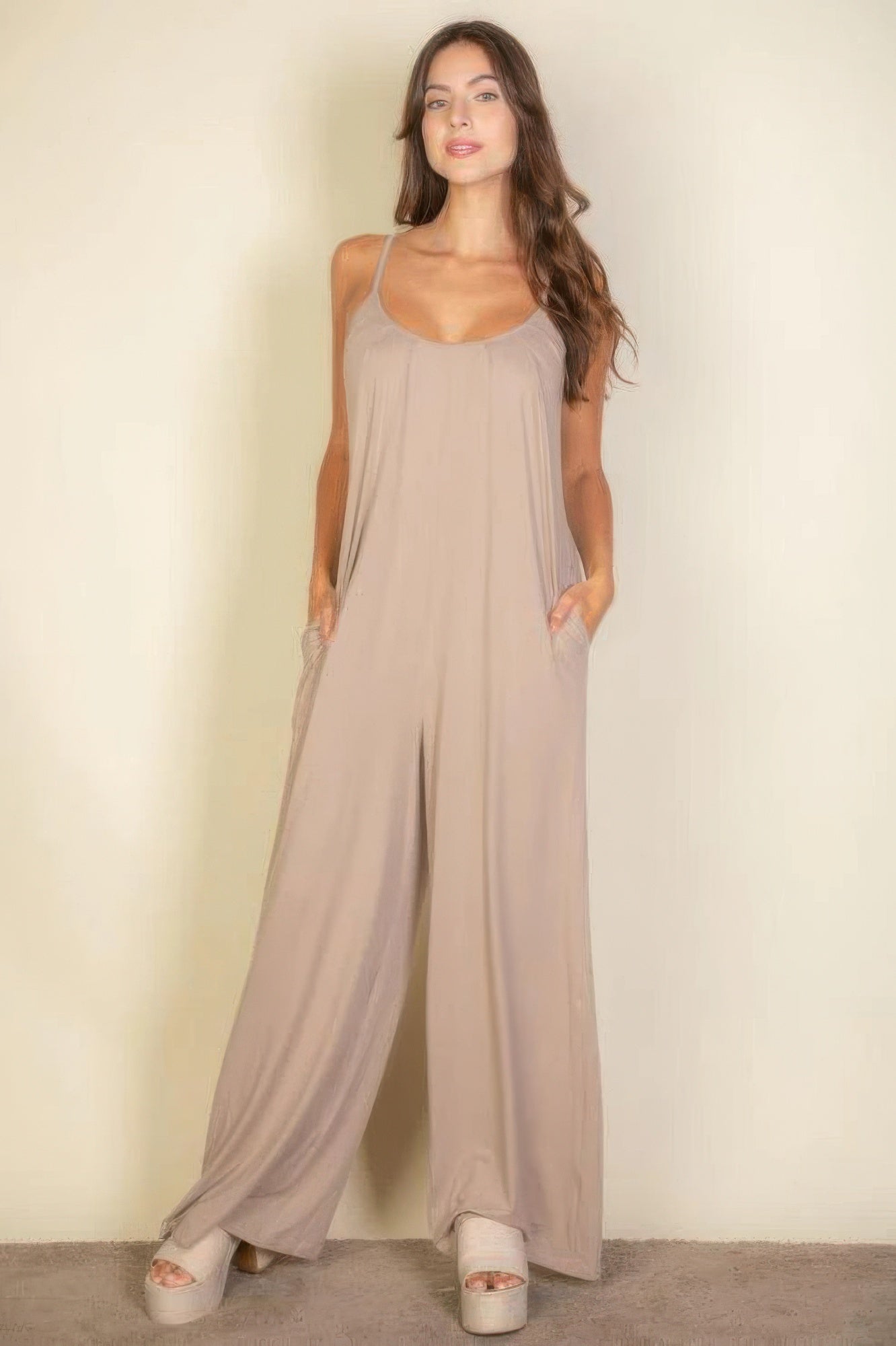 New Arrival – Spaghetti Strap Solid Wide Jumpsuit – New Arrival Now Live