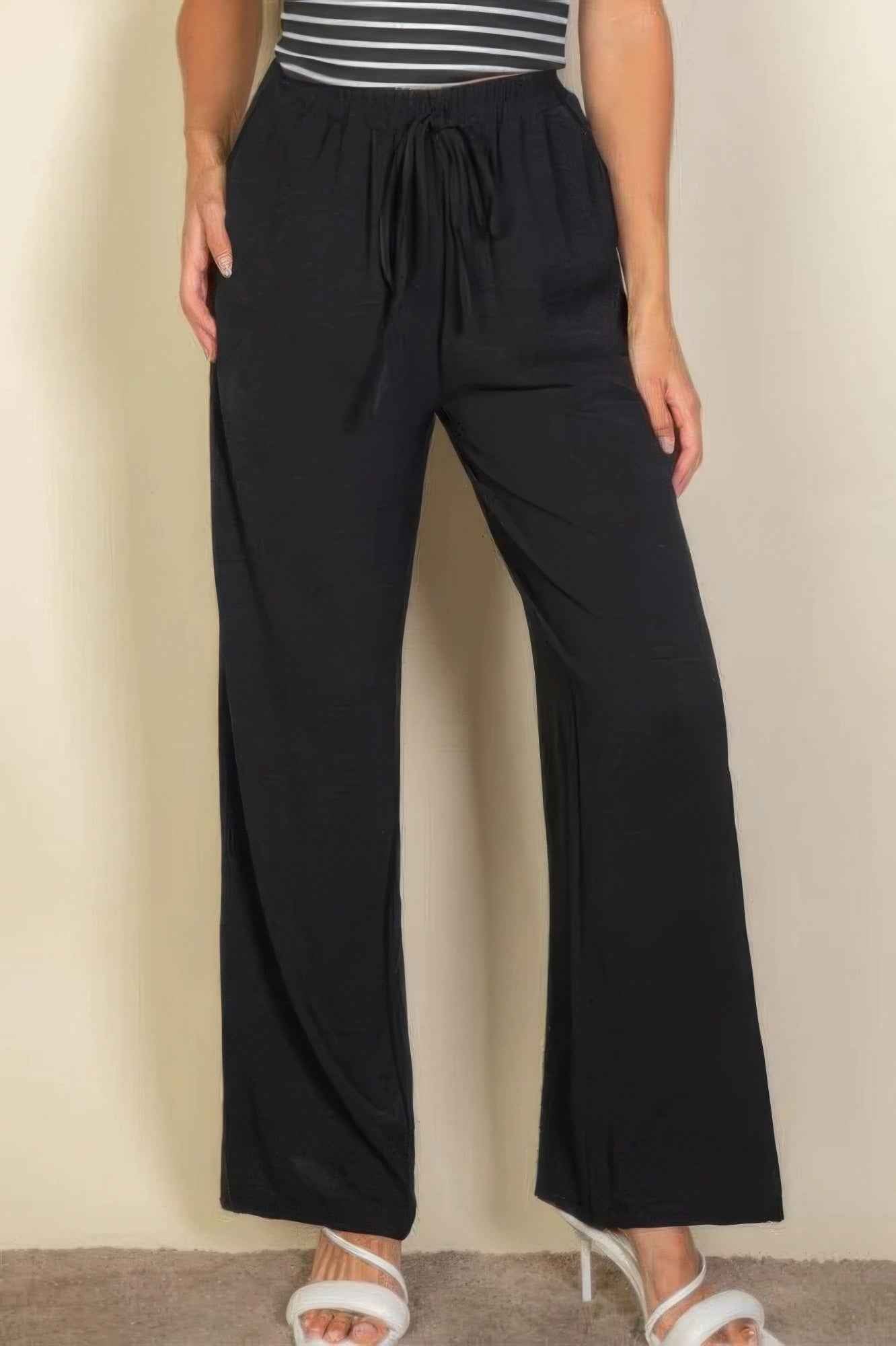 New Arrival – Drawstring Waist Wide Leg Minimalist Pants – New Arrival Now Live