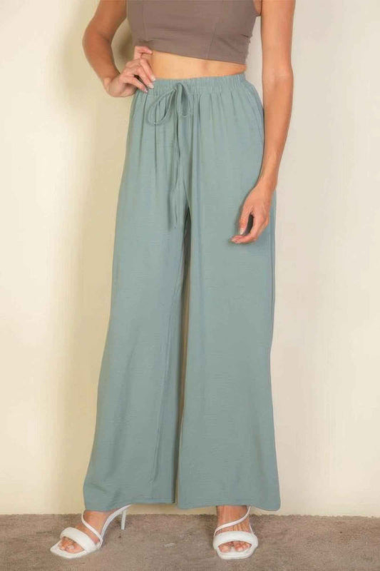 New Arrival – Drawstring Waist Wide Leg Minimalist Pants – New Arrival Now Live