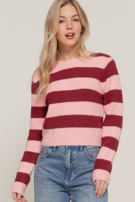New Arrival – Long Slv Crew Neck Stripe Sweater – New Arrival Now Live