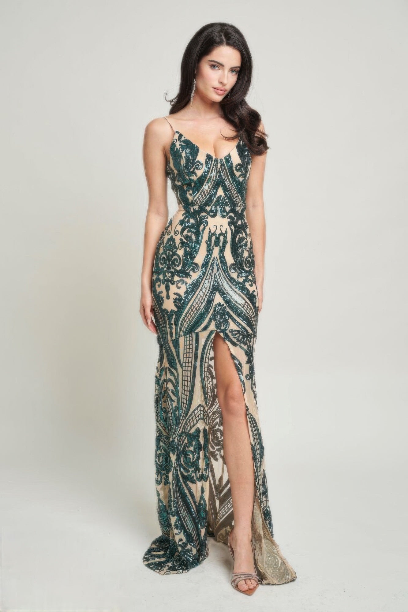 New Arrival – Spaghetti Strap Art Deco Sequins Maxi Dress – New Arrival Now Live