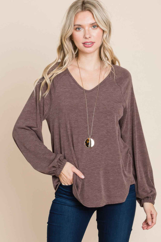 New Arrival – Casual V Neck Basic Long Sleeve Top – New Arrival Now Live
