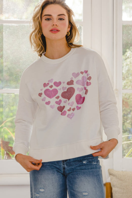 New Arrival – Hearts Hotfix Rhinestone Oversized Pullover – New Arrival Now Live
