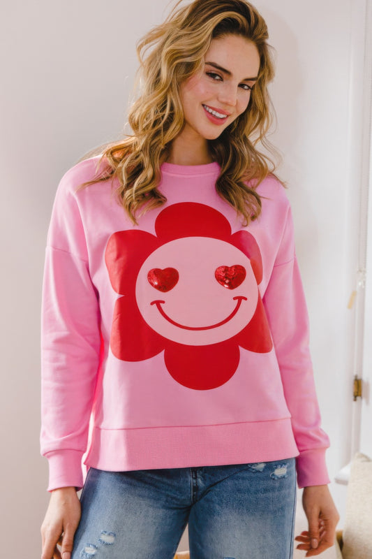 New Arrival – Smiley Flower Oversized Pullover – New Arrival Now Live
