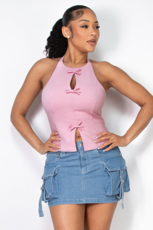 New Arrival – Halter ribbon open-back crop top – New Arrival Now Live