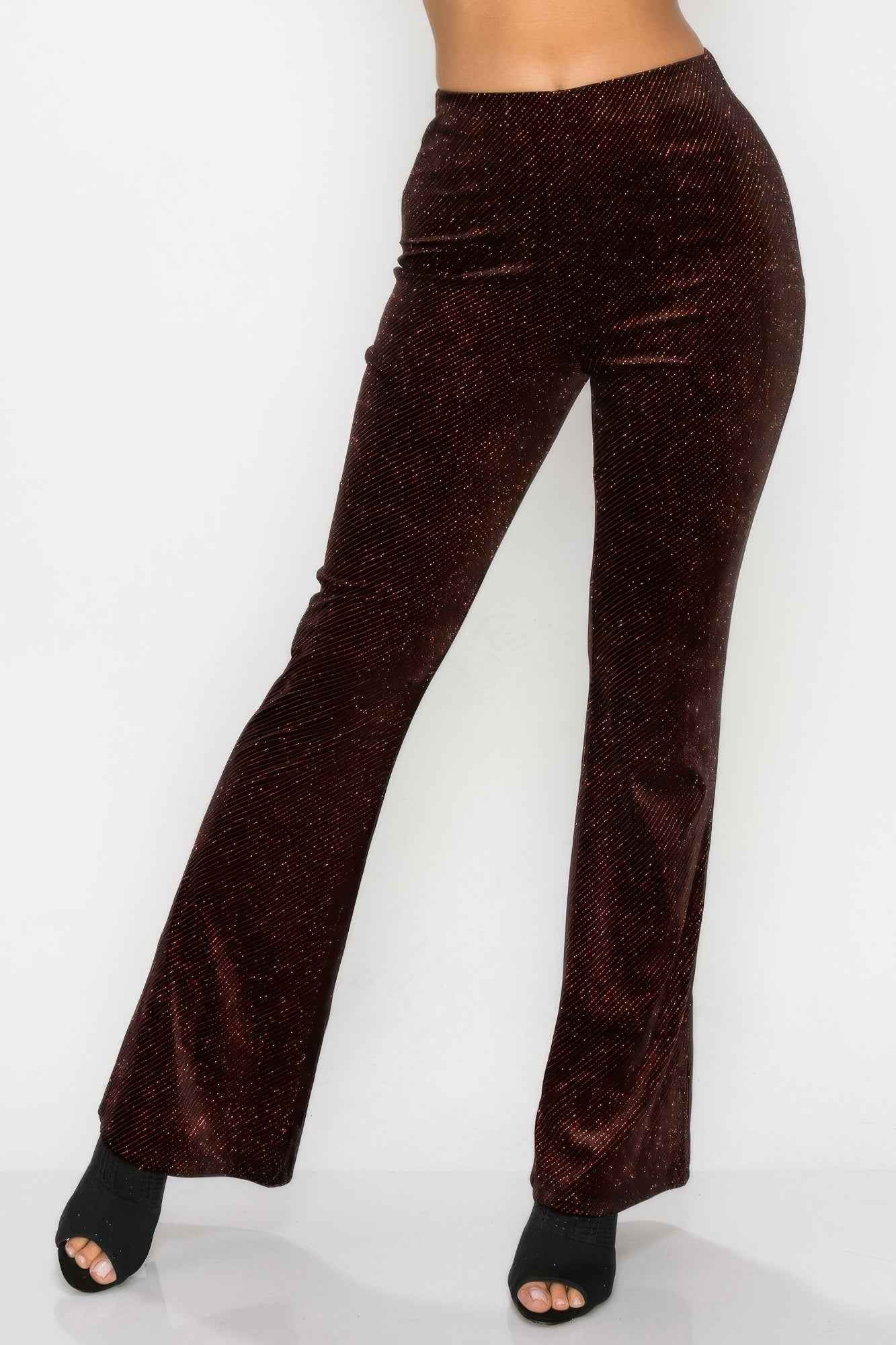 New Arrival – Glittery Flare High-rise Elastic Pants – New Arrival Now Live