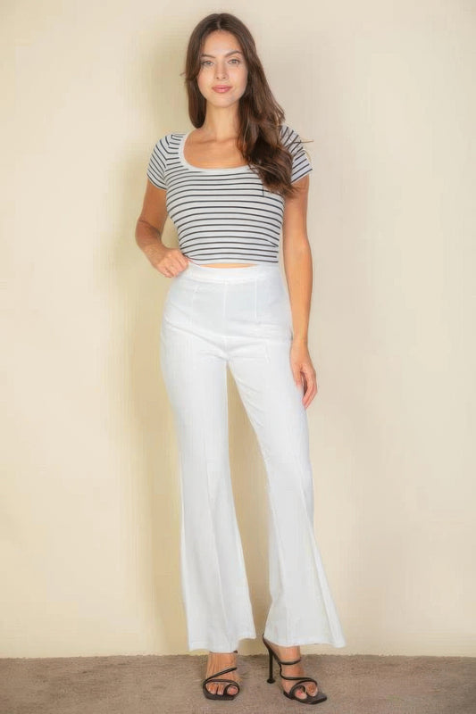 New Arrival – High Waist Stretch Crepe Flare Pants – New Arrival Now Live
