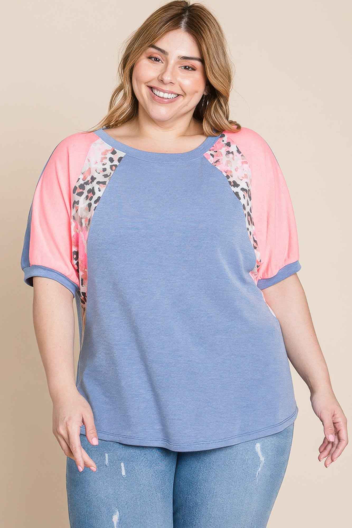 New Arrival – Plus Size Neon Animal Print Contrast Casual Top – New Arrival Now Live