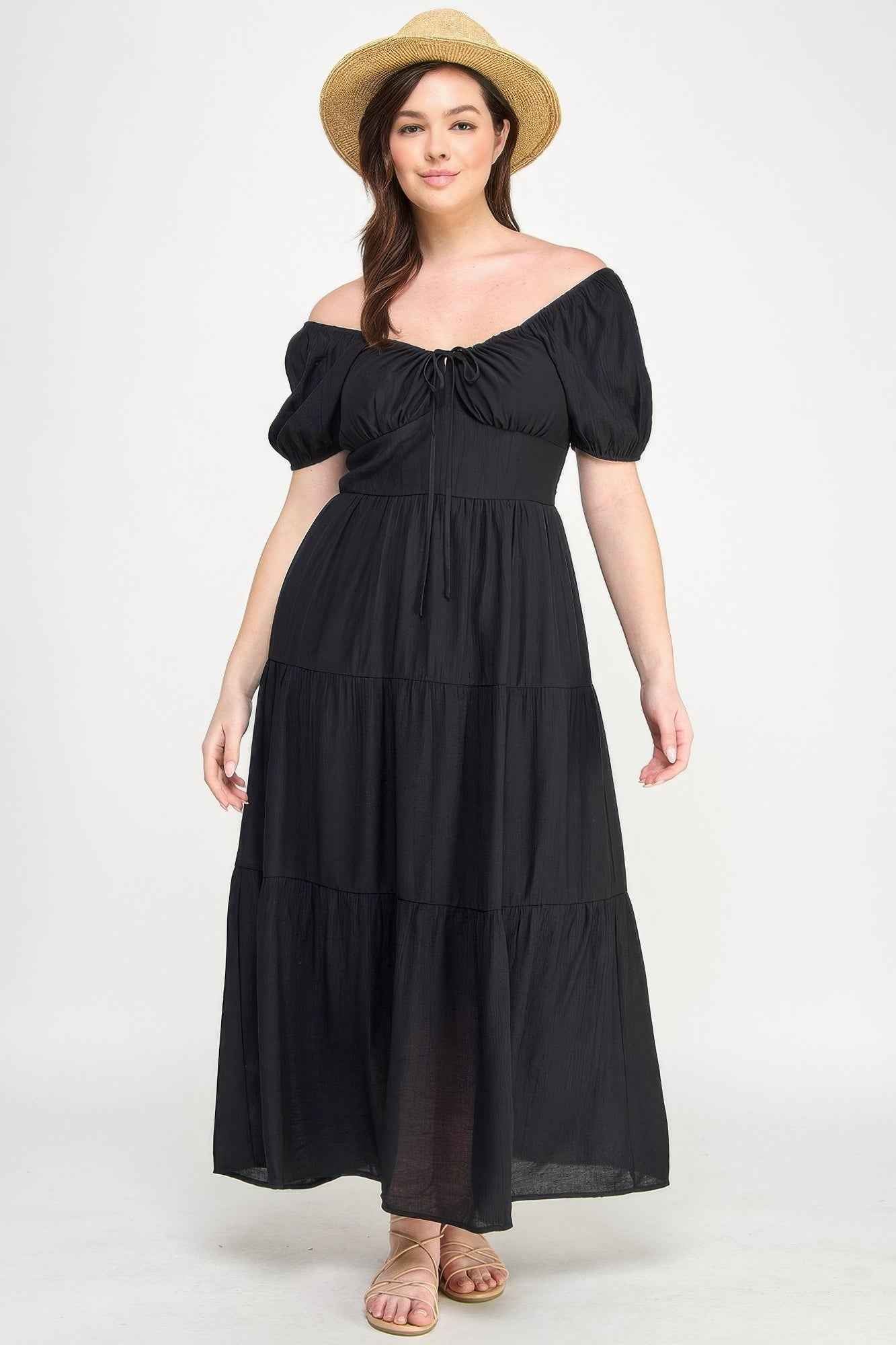 New Arrival – Front Tie Puff Sleeve Tired Maxi Dress – New Arrival Now Live