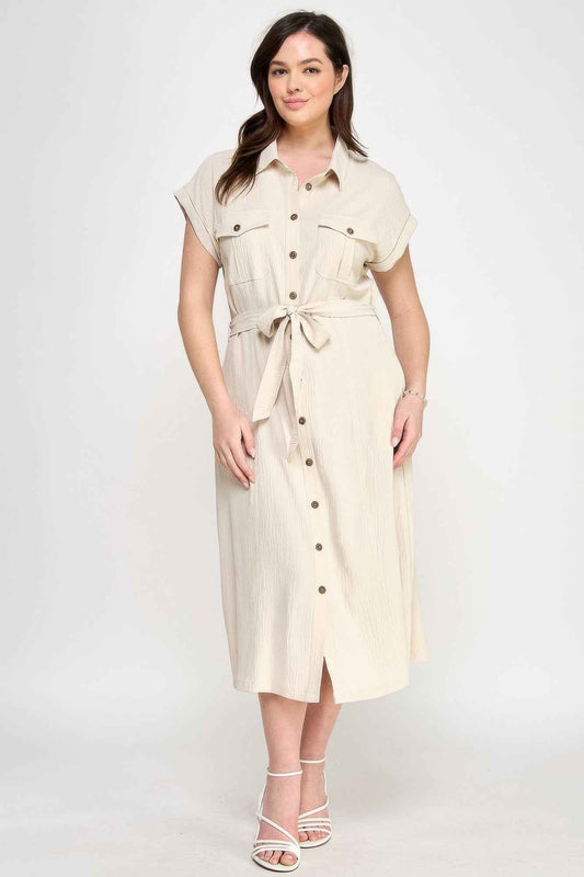 New Arrival – Front Tied Buttoned Short Sleeve Dress – New Arrival Now Live