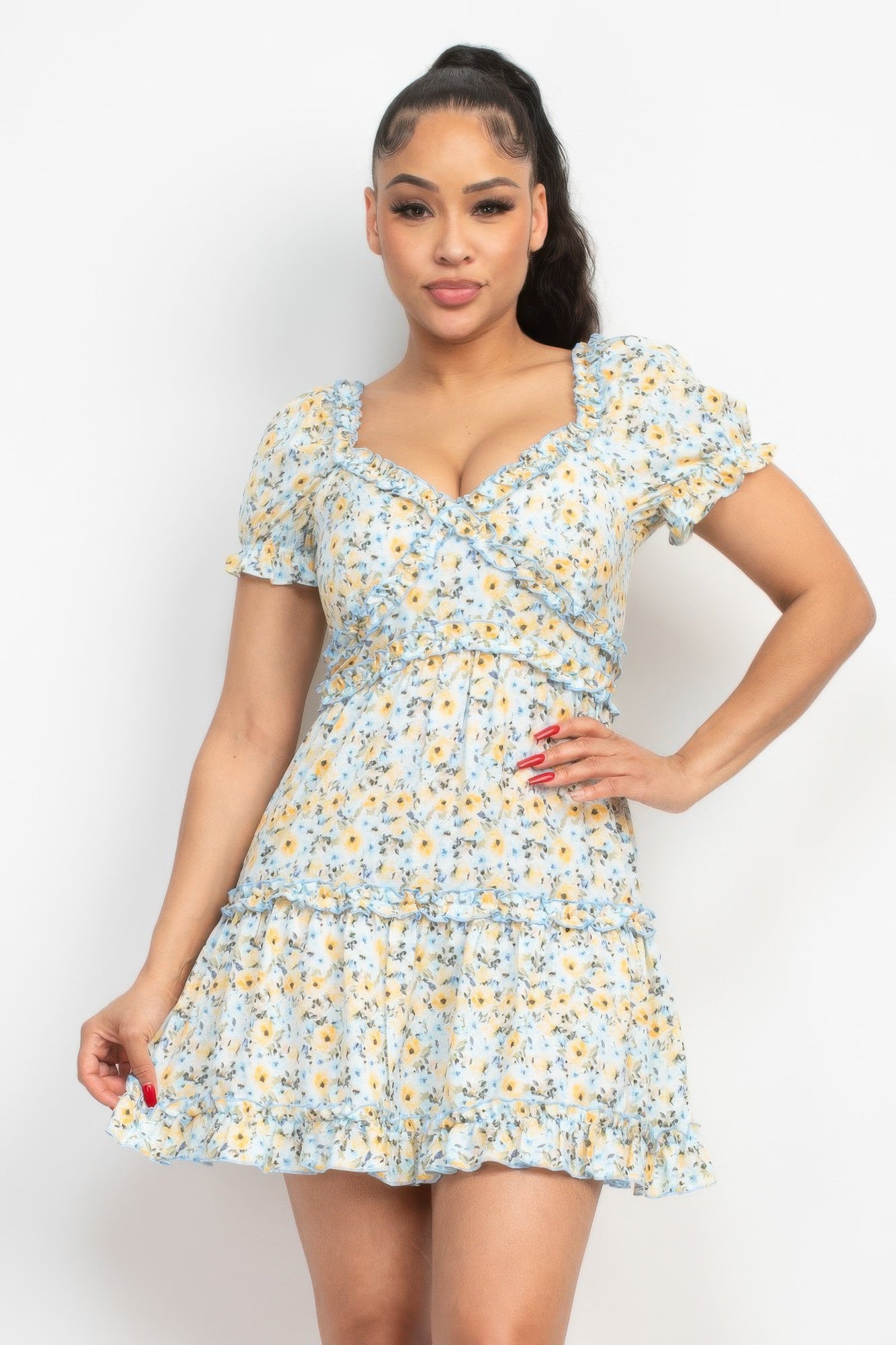 New Arrival – Ruffled Floral Puff Sleeve Dress – New Arrival Now Live