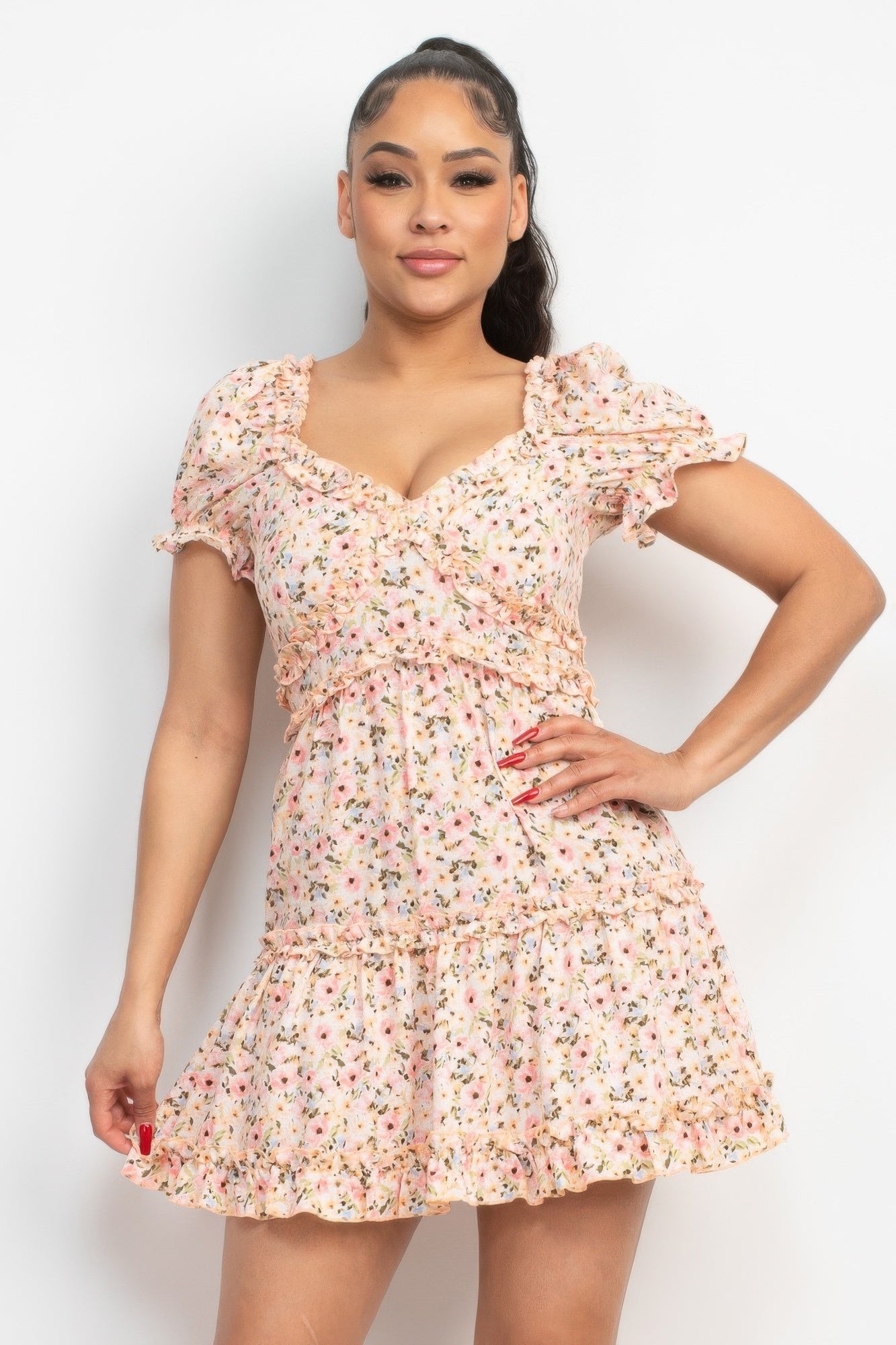 New Arrival – Ruffled Floral Puff Sleeve Dress – New Arrival Now Live