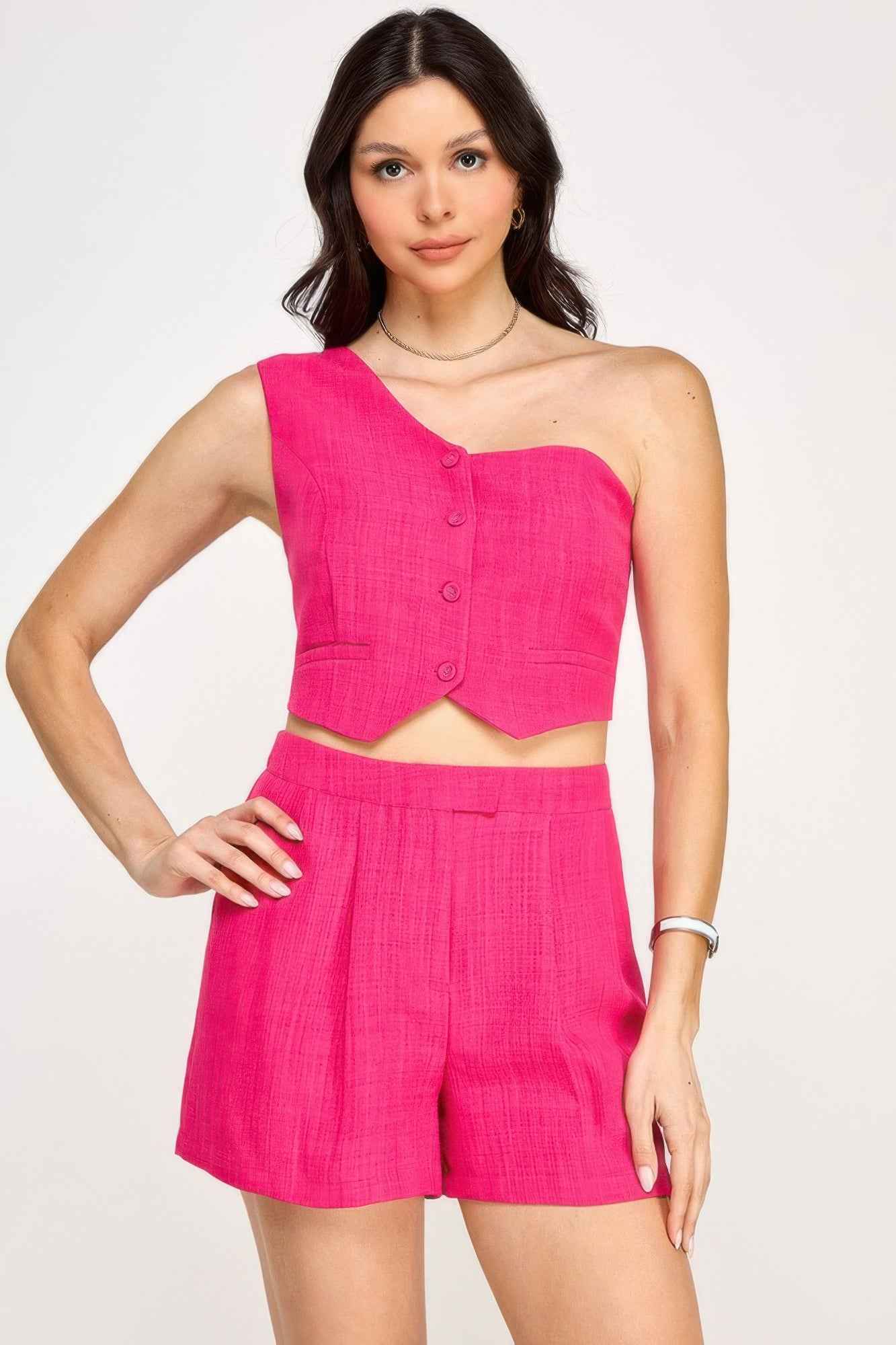 New Arrival – One Shoulder Vest And Shorts Set – New Arrival Now Live