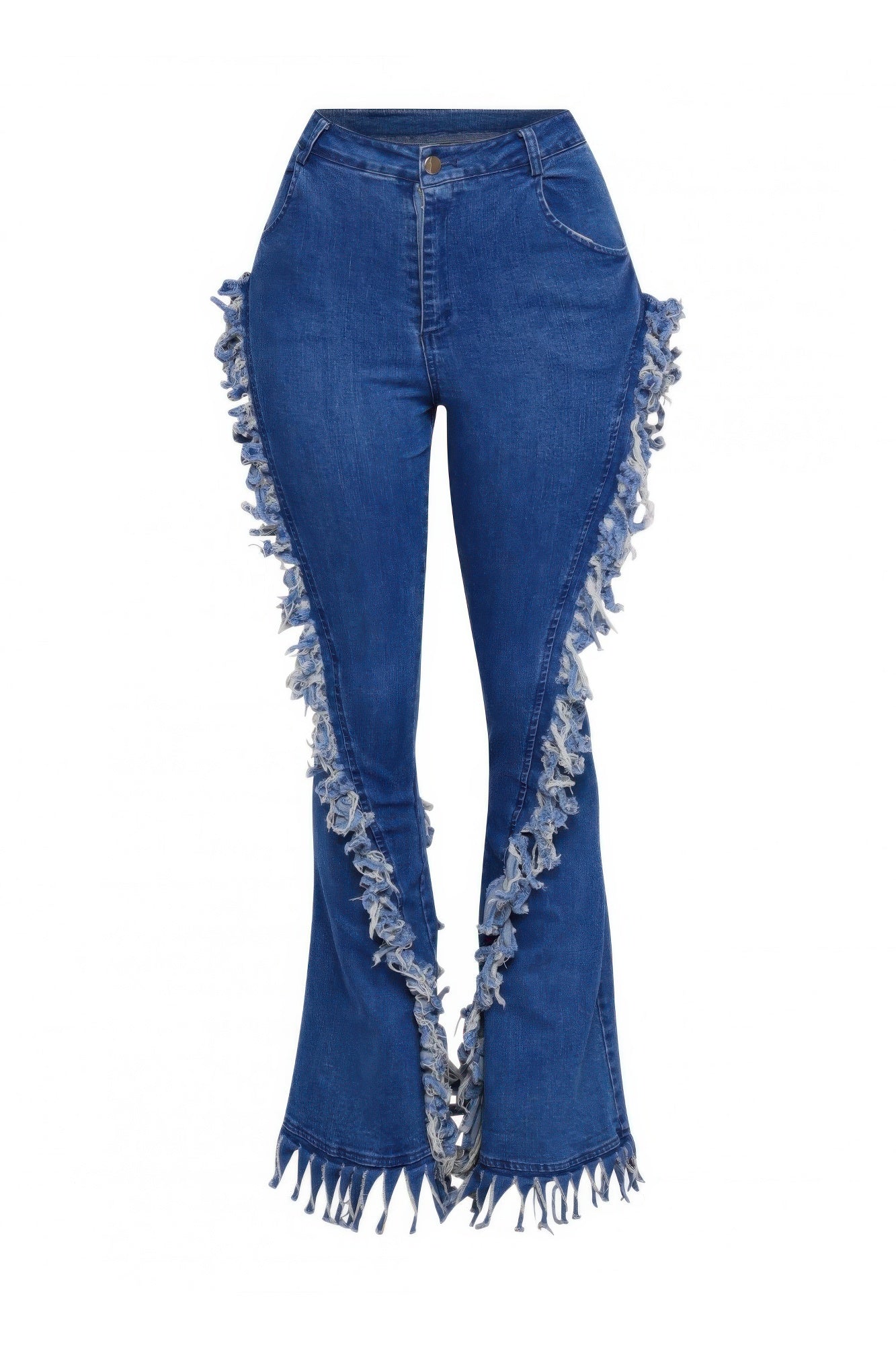 New Arrival – Plus Size Distressed Fringe Denim Flared Pant – Stylish & Comfortable – New Arrival Now Live