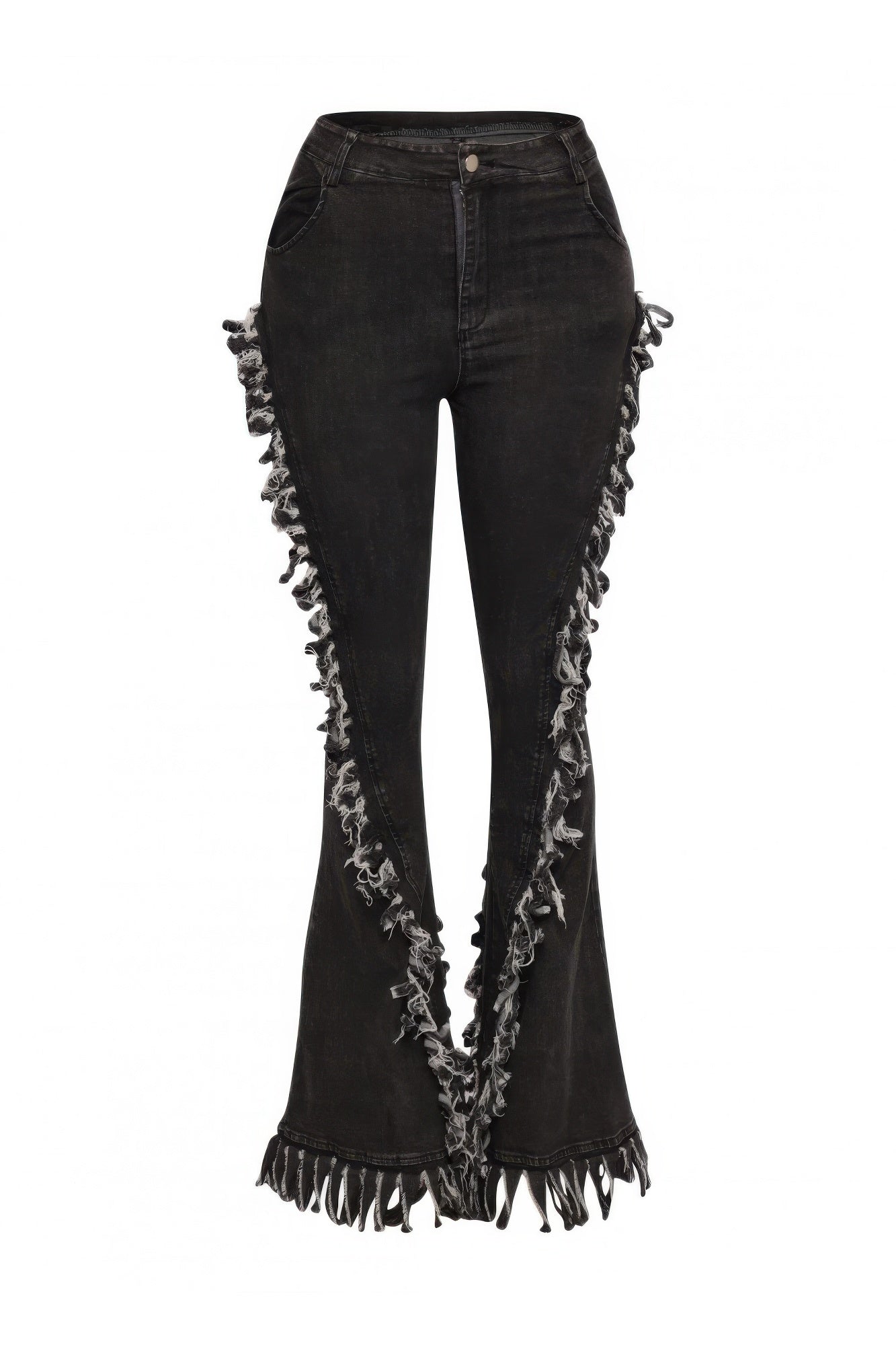New Arrival – Plus Size Distressed Fringe Denim Flared Pant – Stylish & Comfortable – New Arrival Now Live