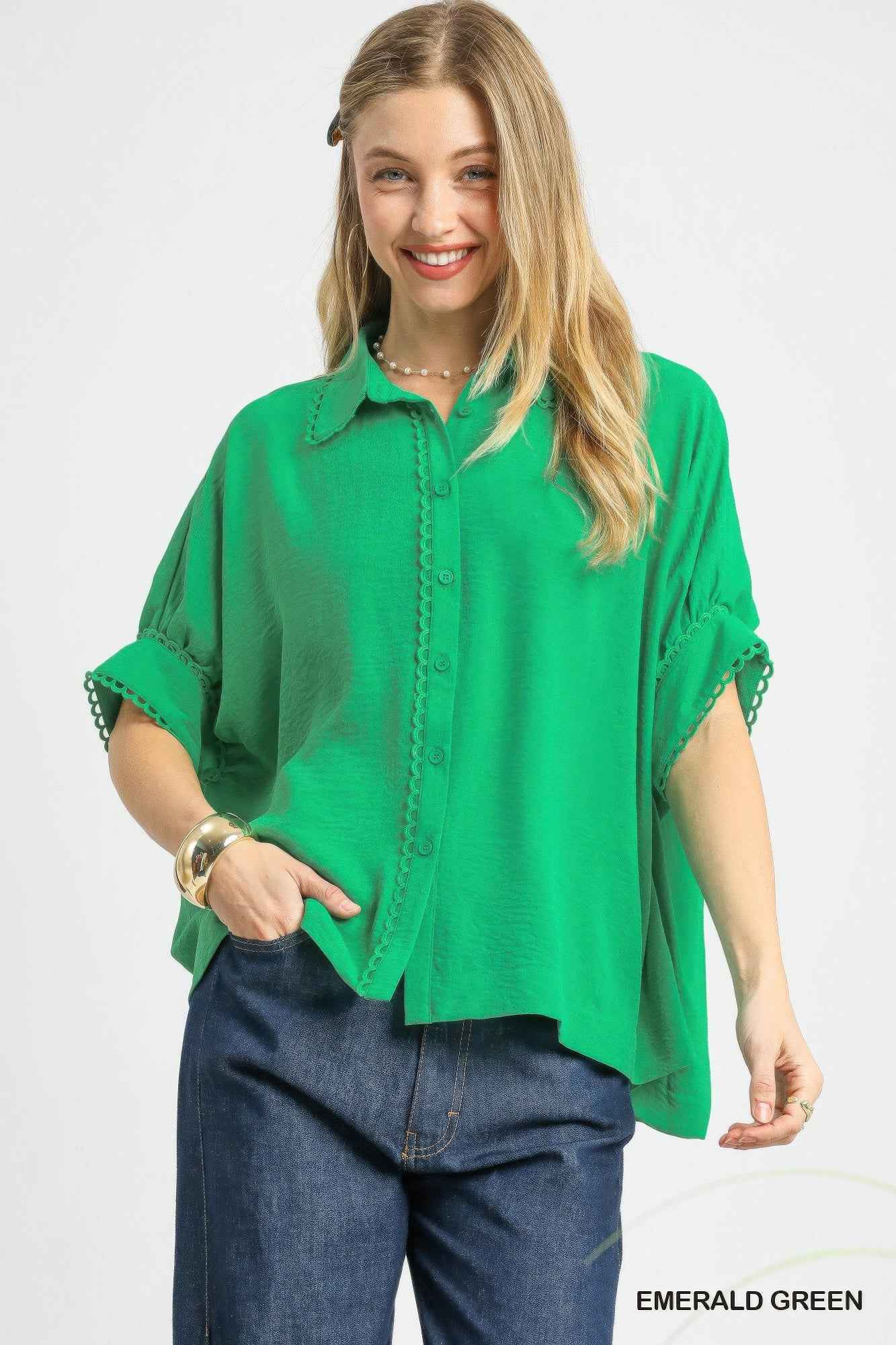 New Arrival – Fresh Flair Scallop Trim Blouse – New Arrival Now Live