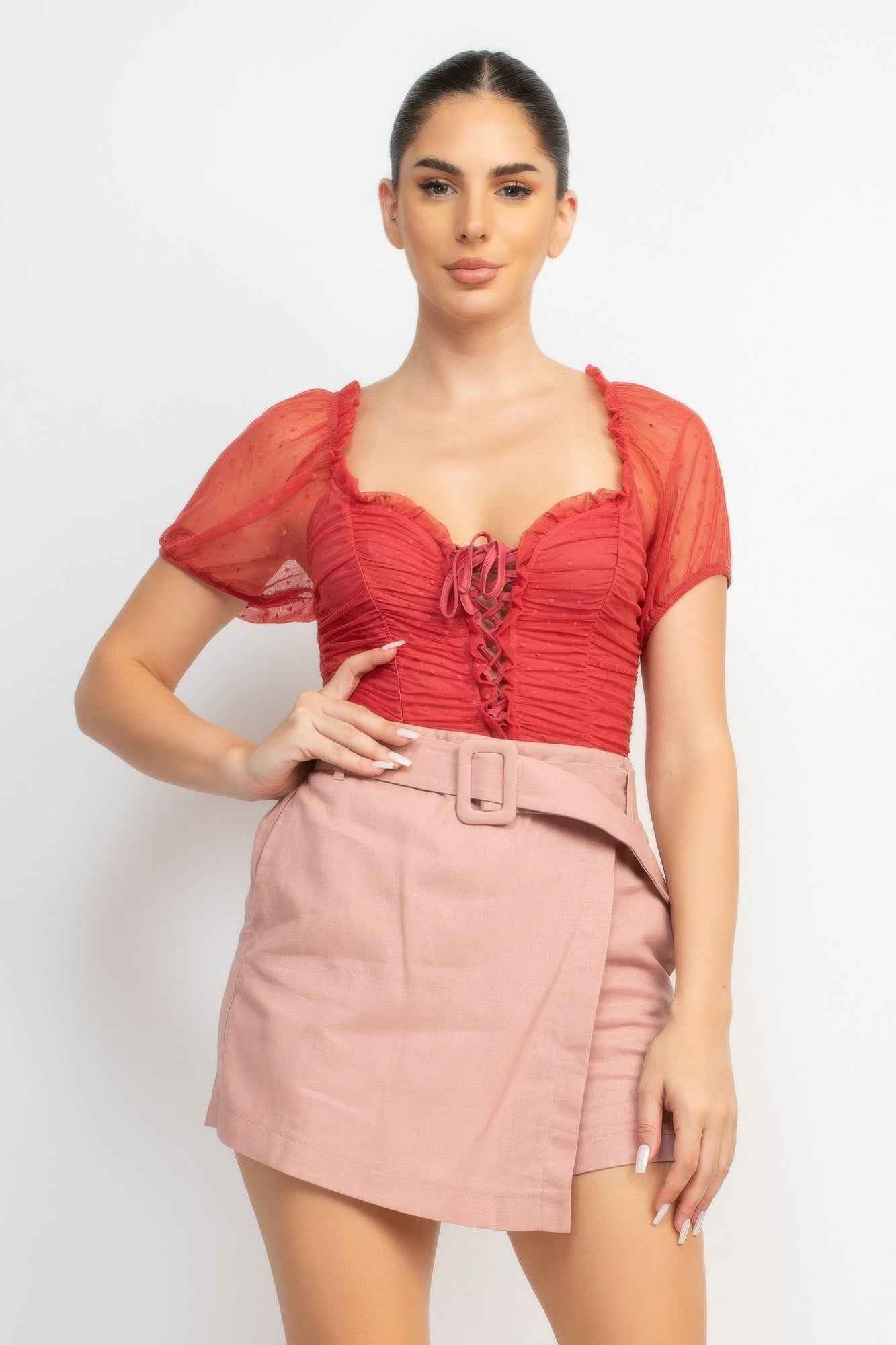 New Arrival – Shirred Mesh Sleeve Bodysuit – New Arrival Now Live