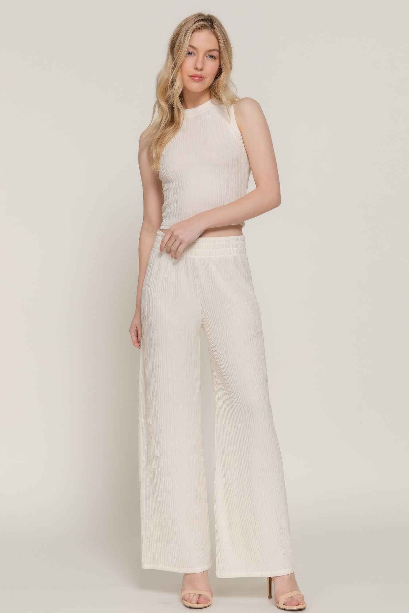New Arrival – Sleeveless Top & Crinkle Knit Pants Set – New Arrival Now Live