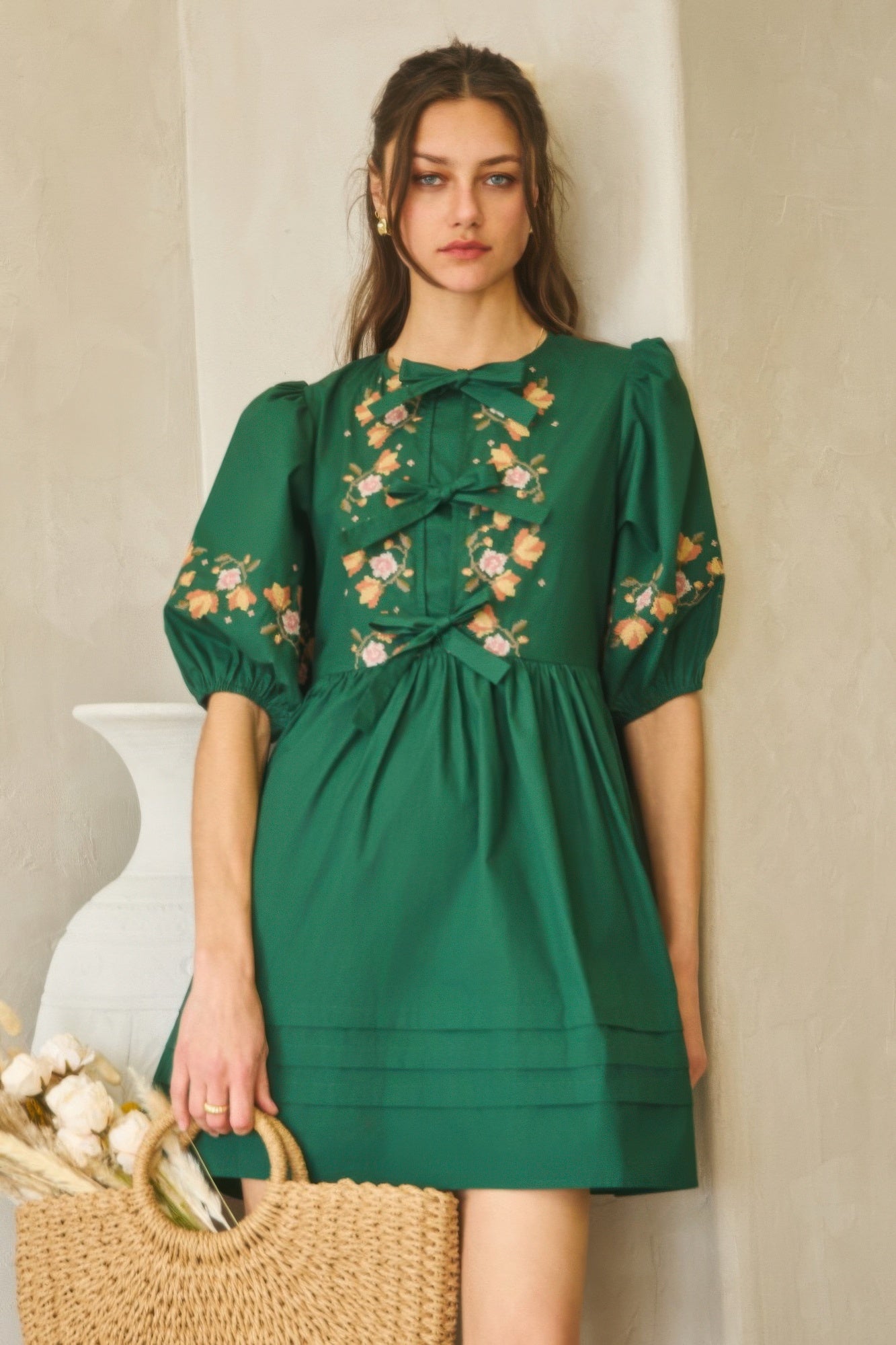 New Arrival – Poplin Front Ribbon Tie Baby Doll Dress – New Arrival Now Live