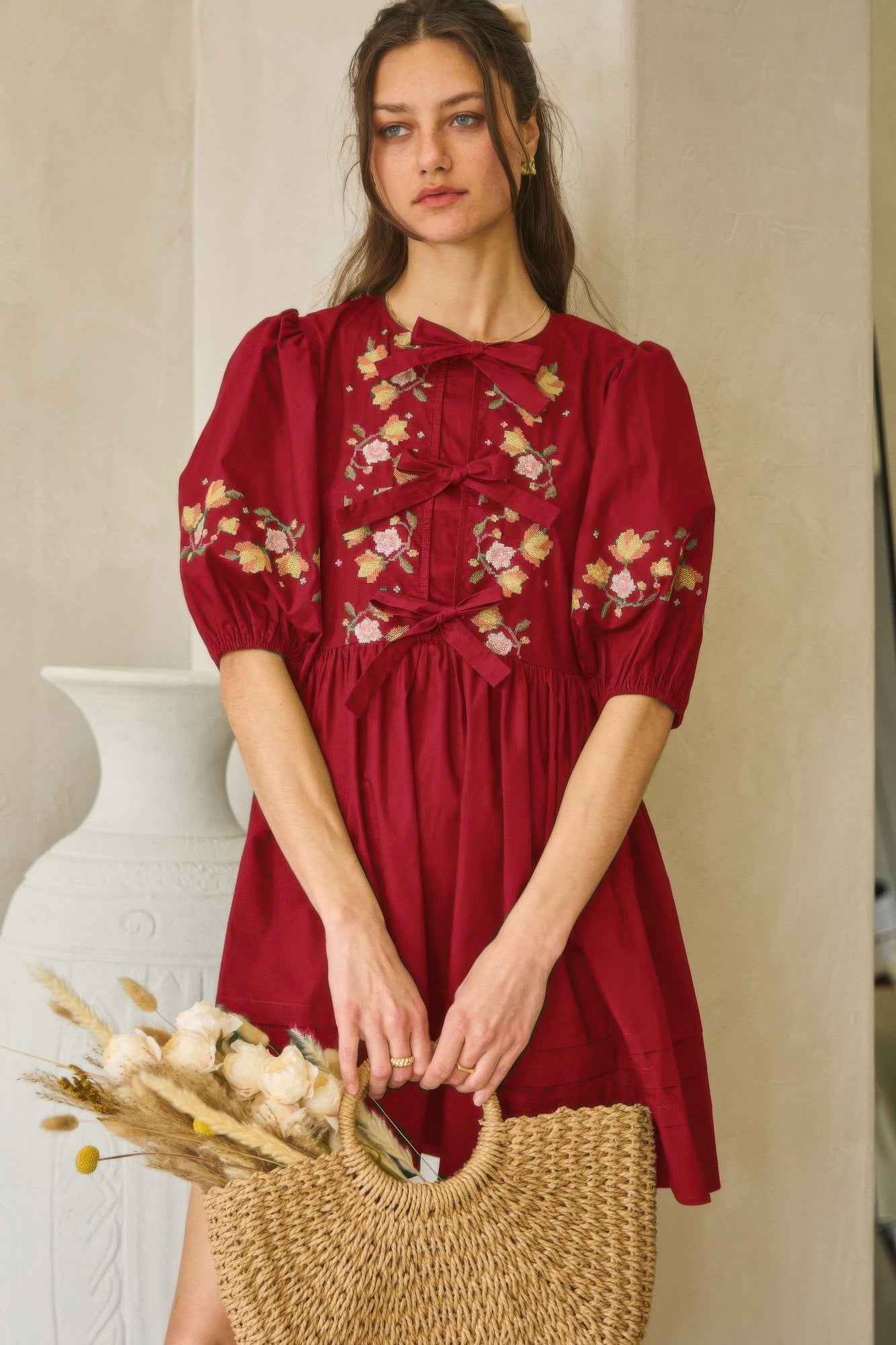 New Arrival – Poplin Front Ribbon Tie Baby Doll Dress – New Arrival Now Live