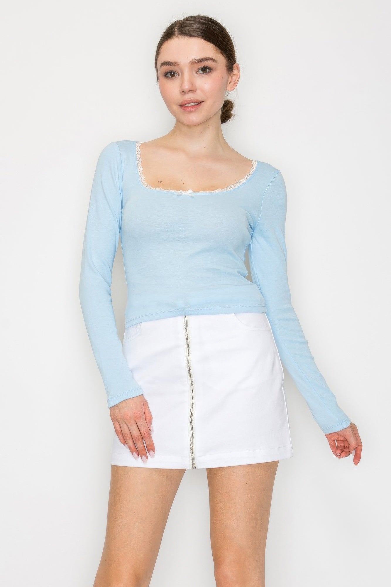 New Arrival – Lace Trim Square Long Sleeve Top – New Arrival Now Live