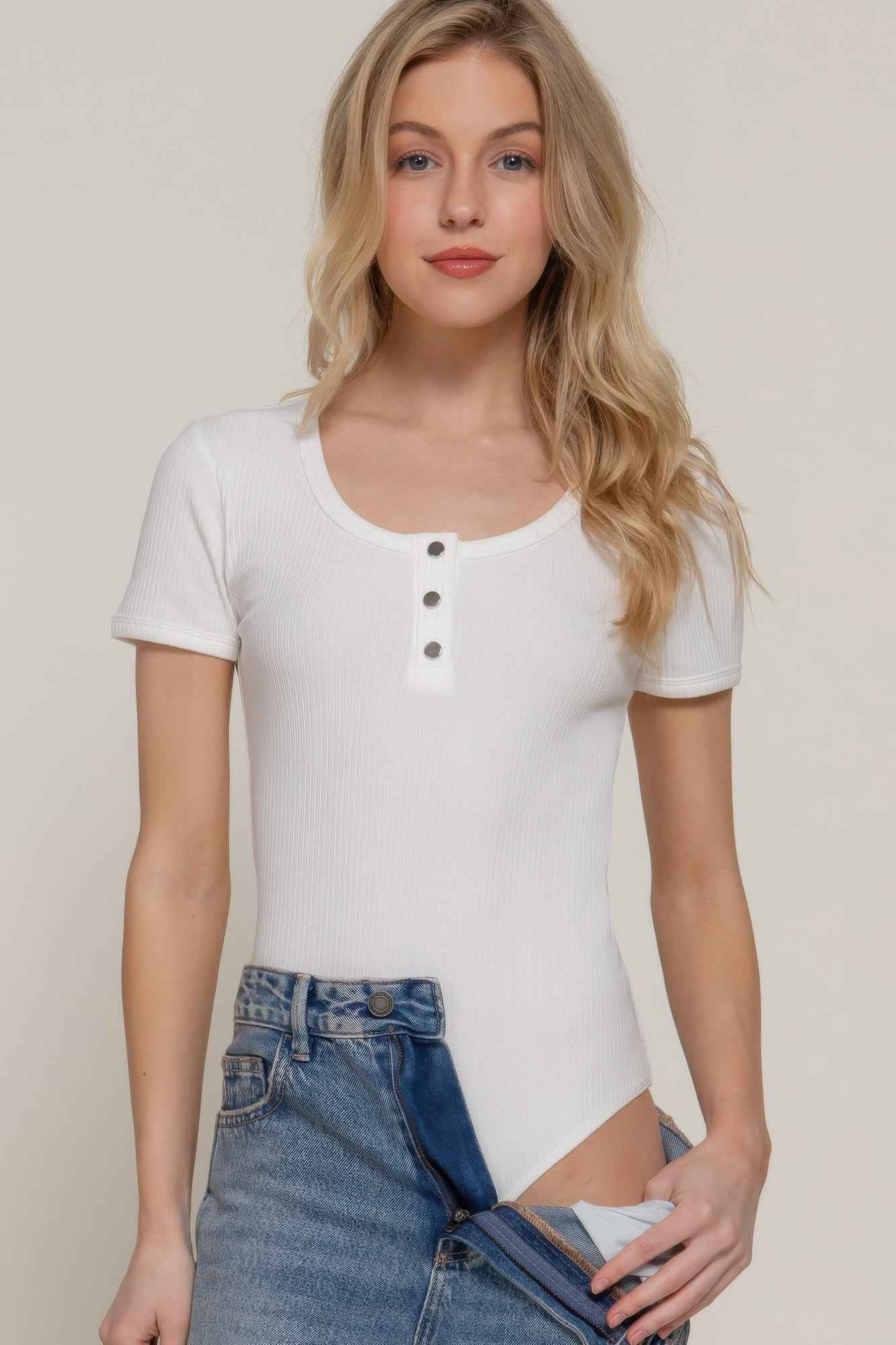 New Arrival – Short Slv Snap Button Rib Bodysuit – New Arrival Now Live
