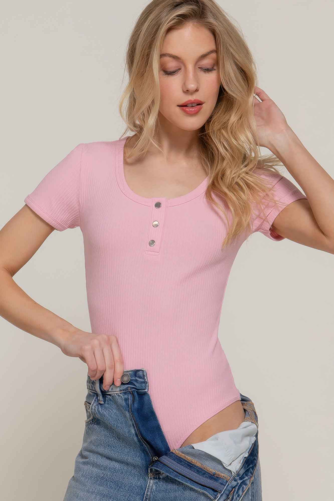 New Arrival – Short Slv Snap Button Rib Bodysuit – New Arrival Now Live