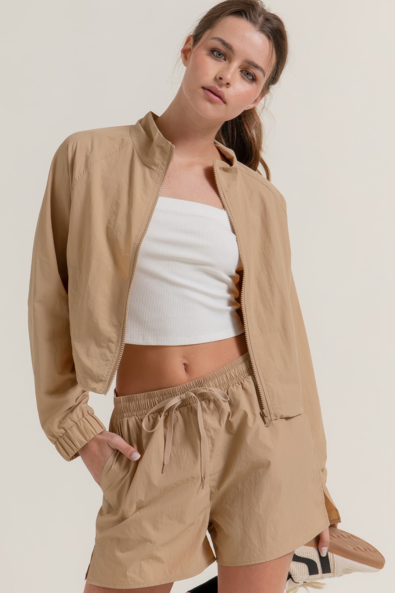 New Arrival – Long Slv Crop Activewear Anorak Jacket – New Arrival Now Live