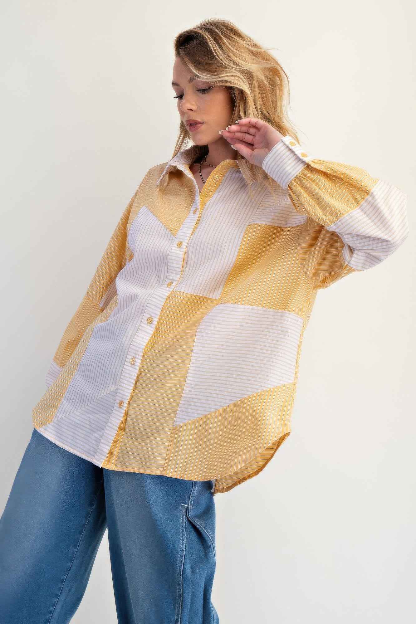 Stripe Mix Button Down Shirt