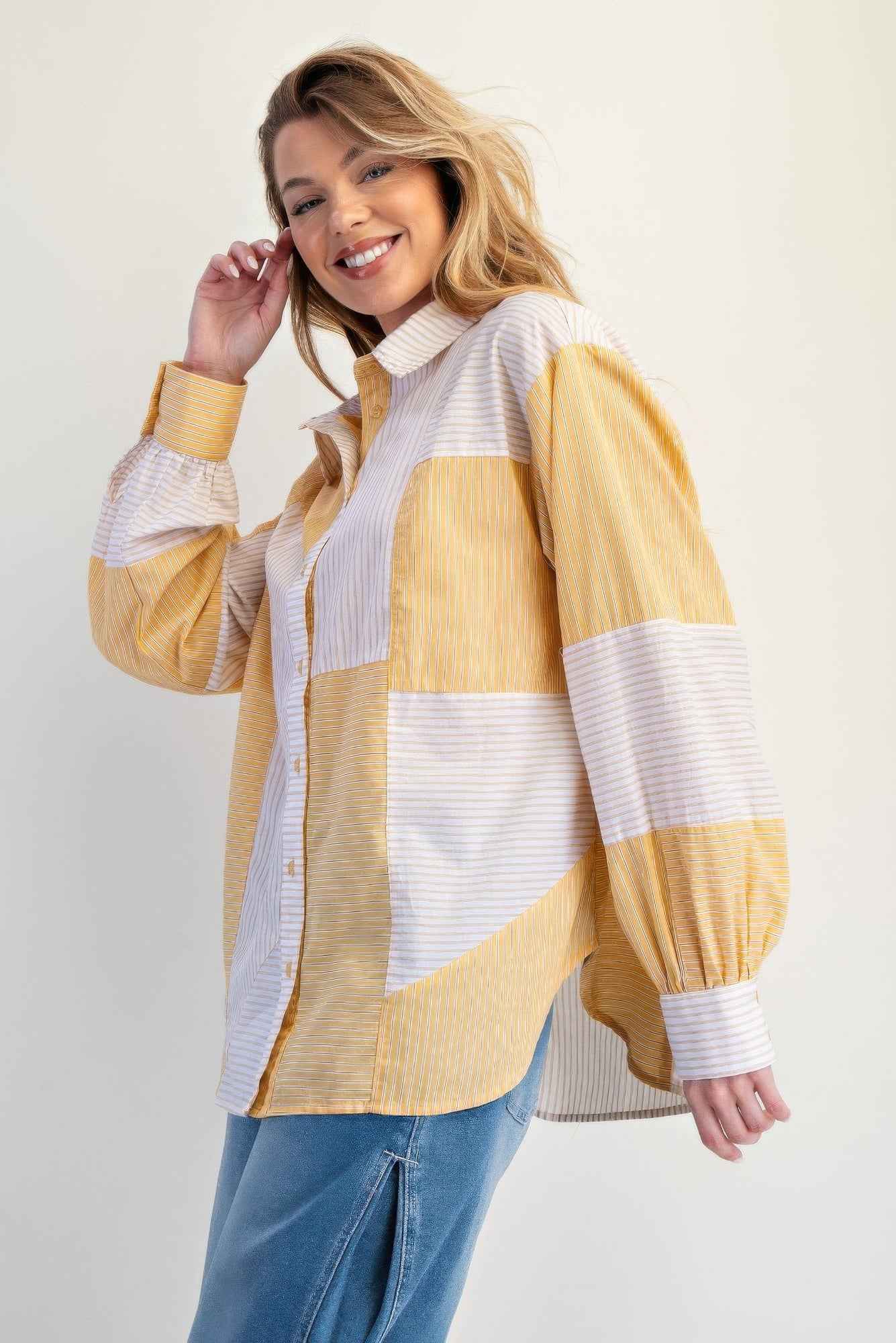 Stripe Mix Button Down Shirt