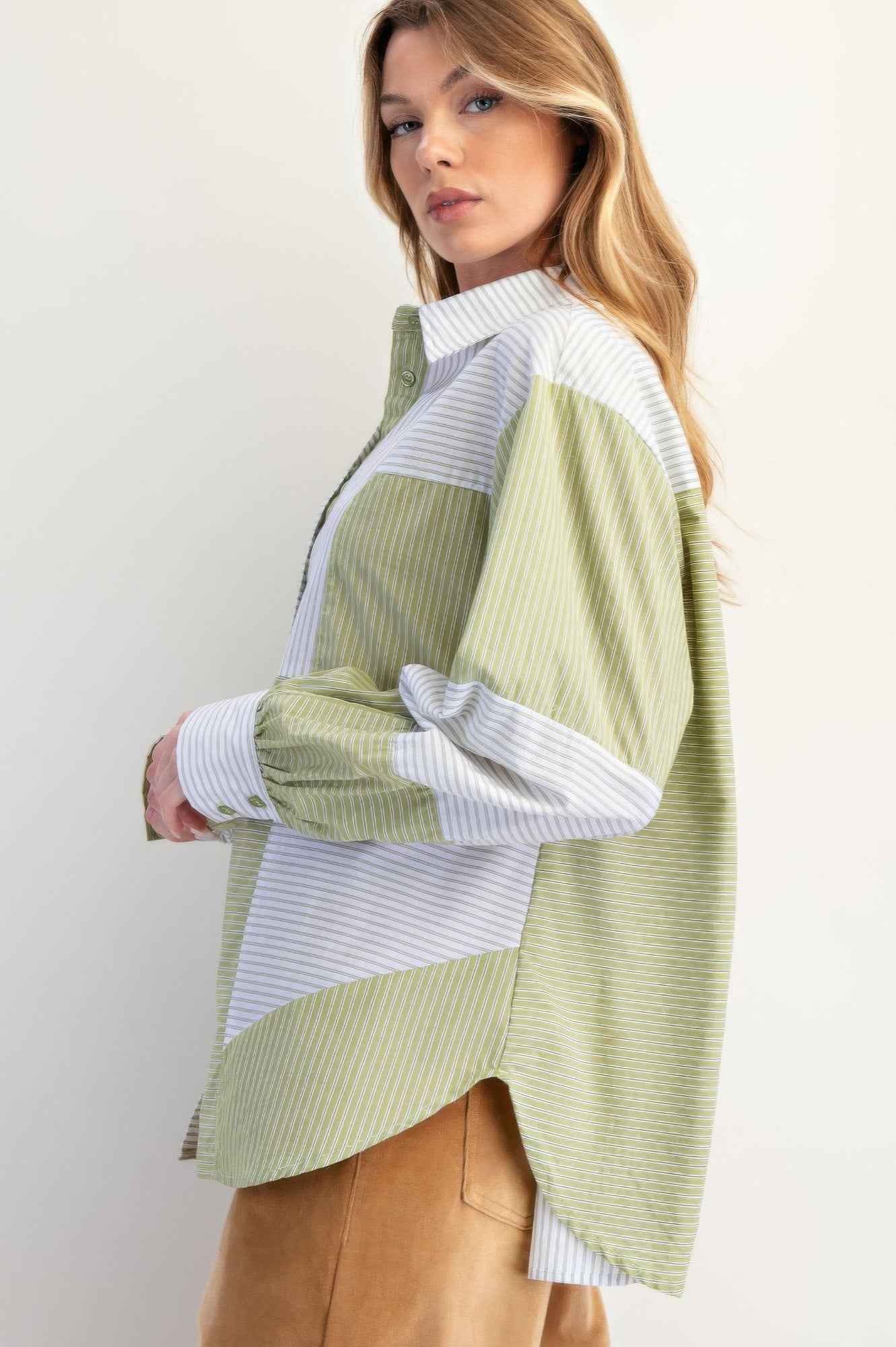 Stripe Mix Button Down Shirt