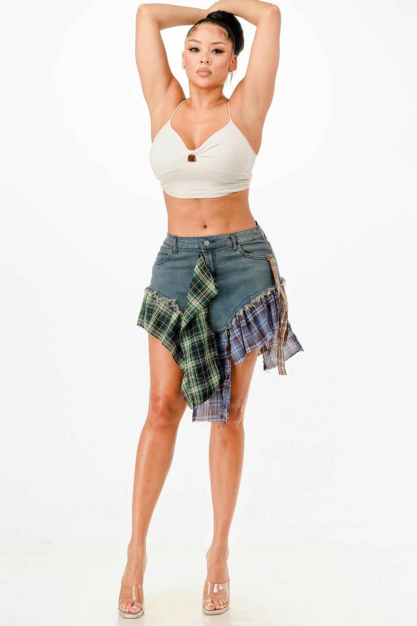 Flannel Denim Skirt