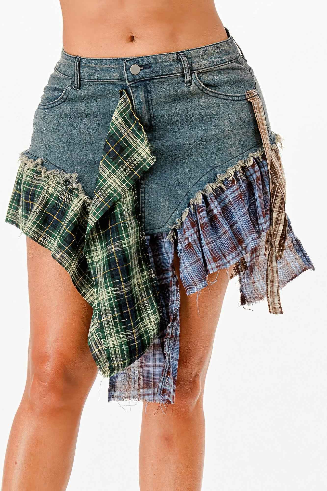 Flannel Denim Skirt