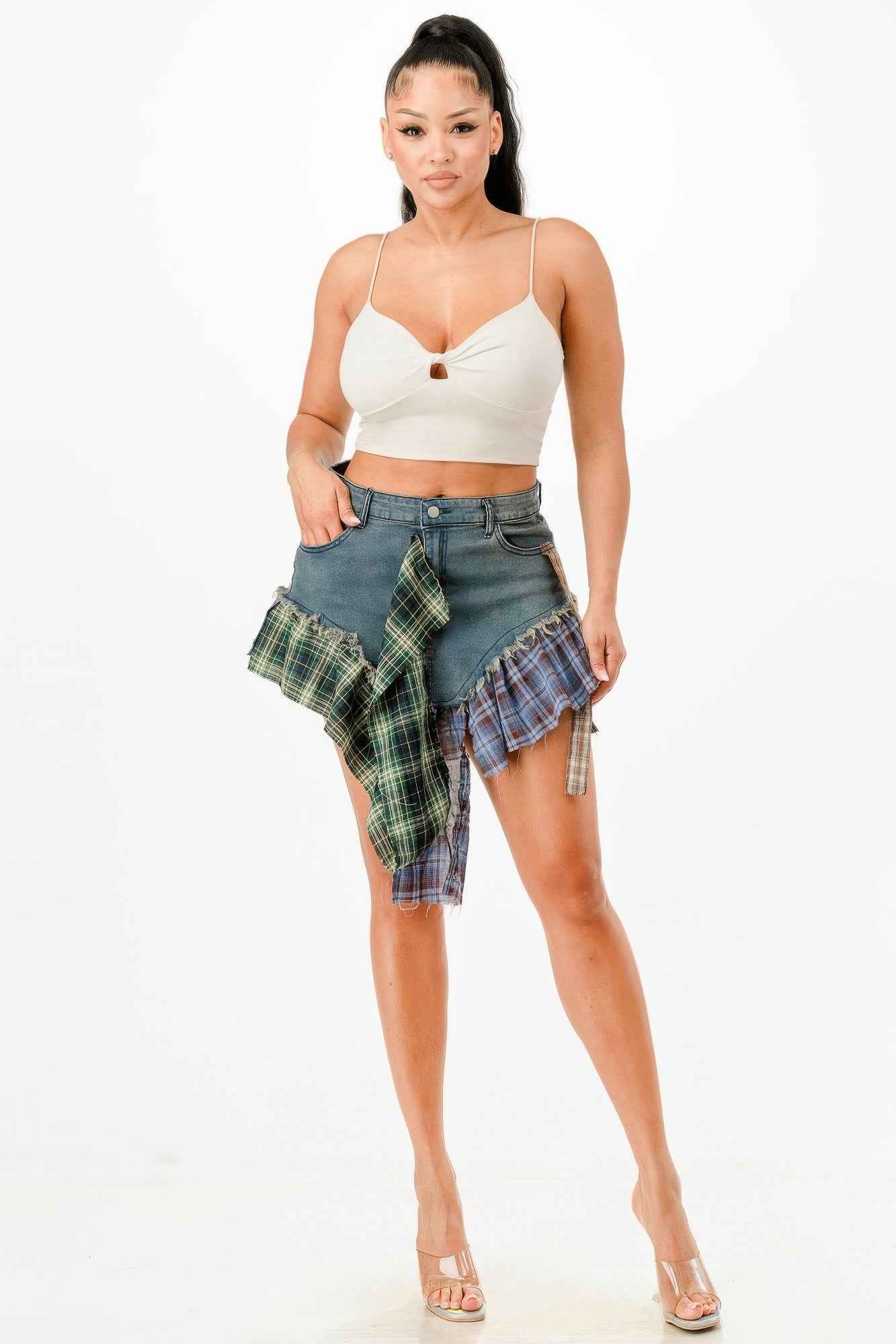 Flannel Denim Skirt