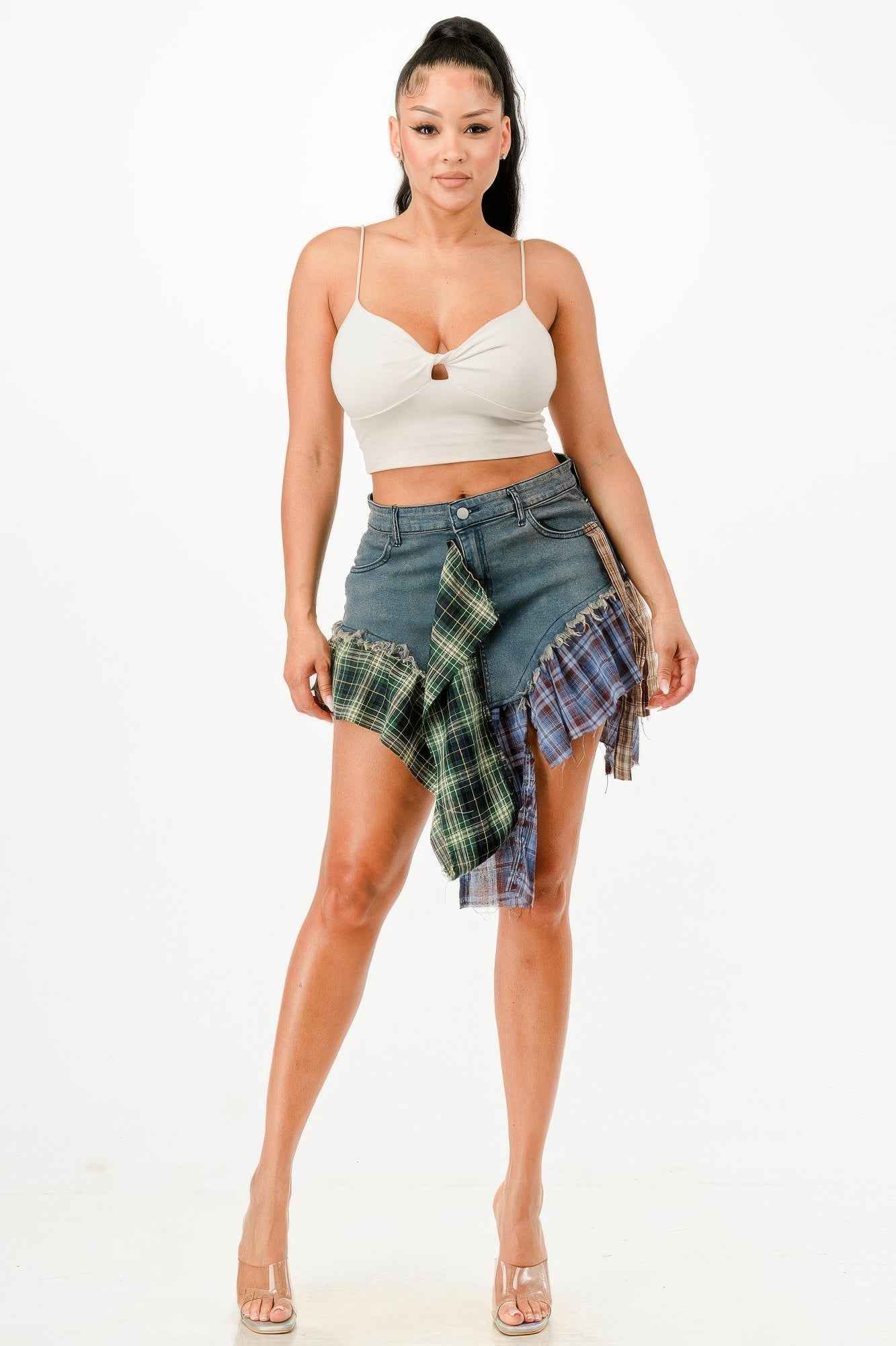 Flannel Denim Skirt