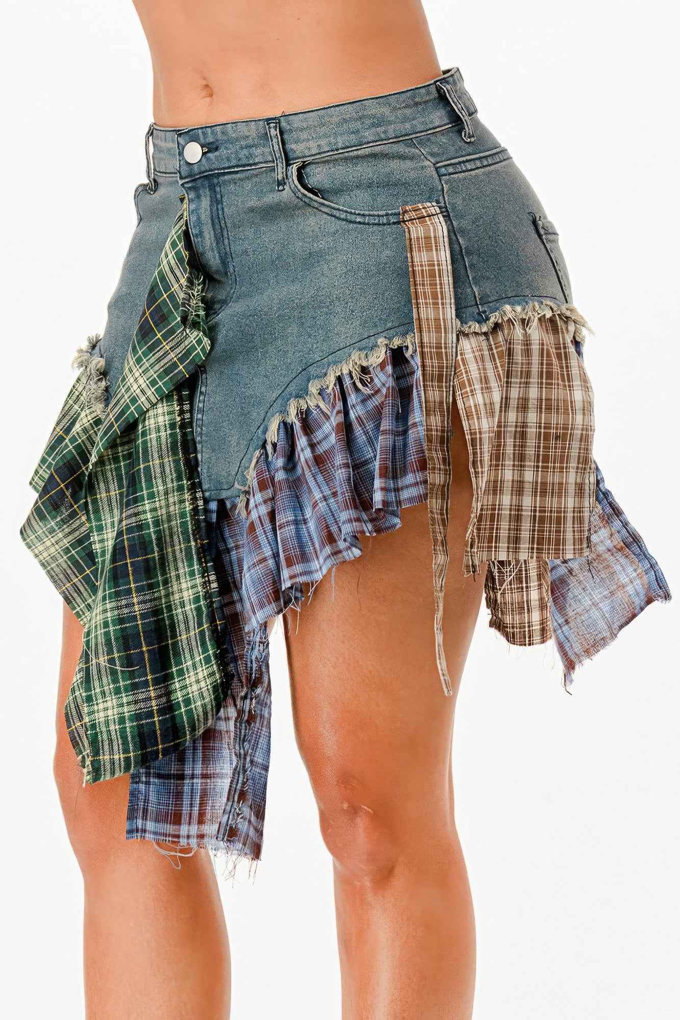 Flannel Denim Skirt