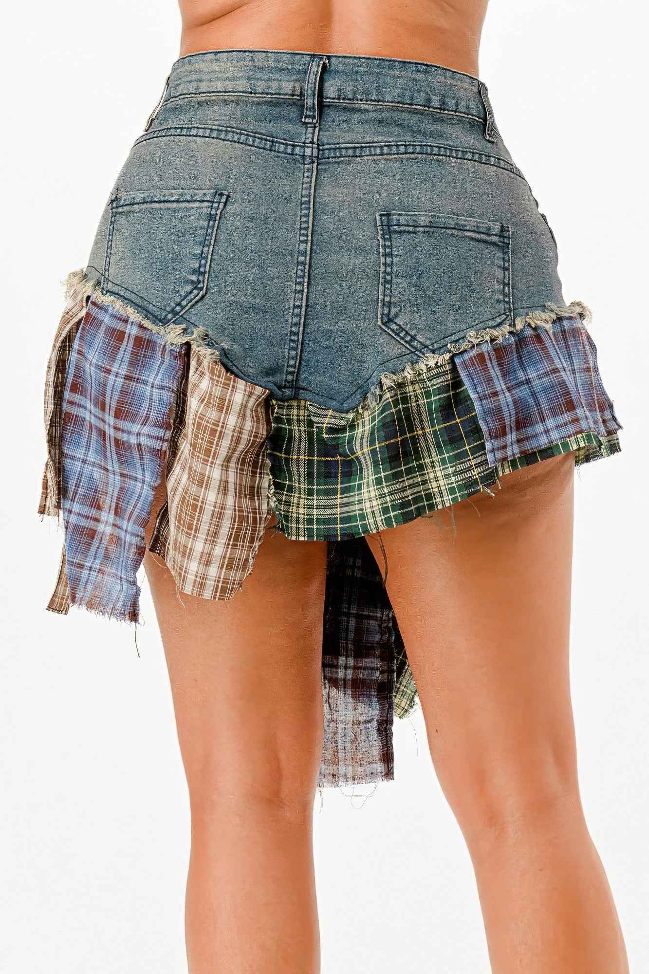 Flannel Denim Skirt