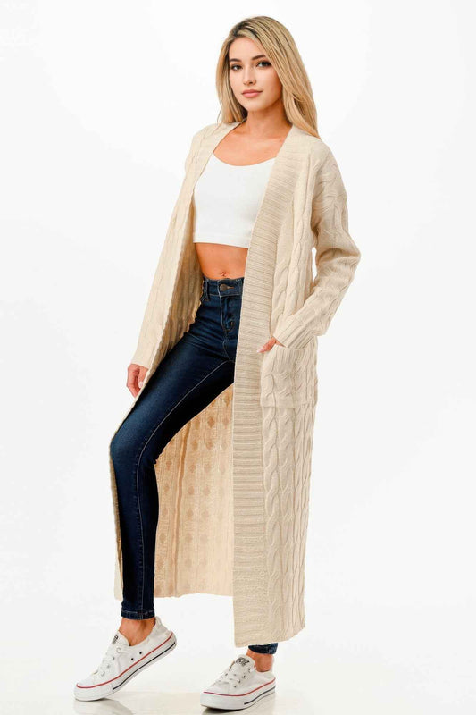 Cable Sweater Long Cardigan