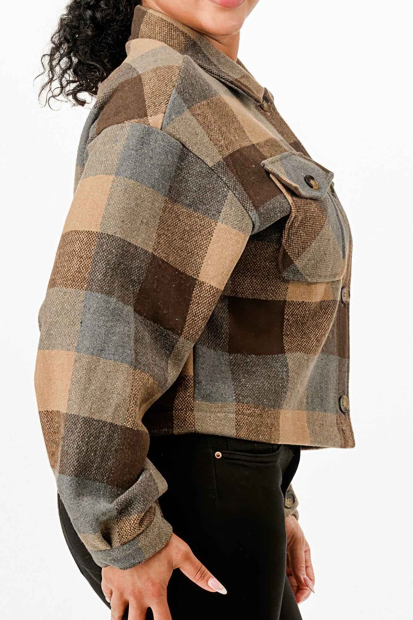 Cropped Flannel Jacket