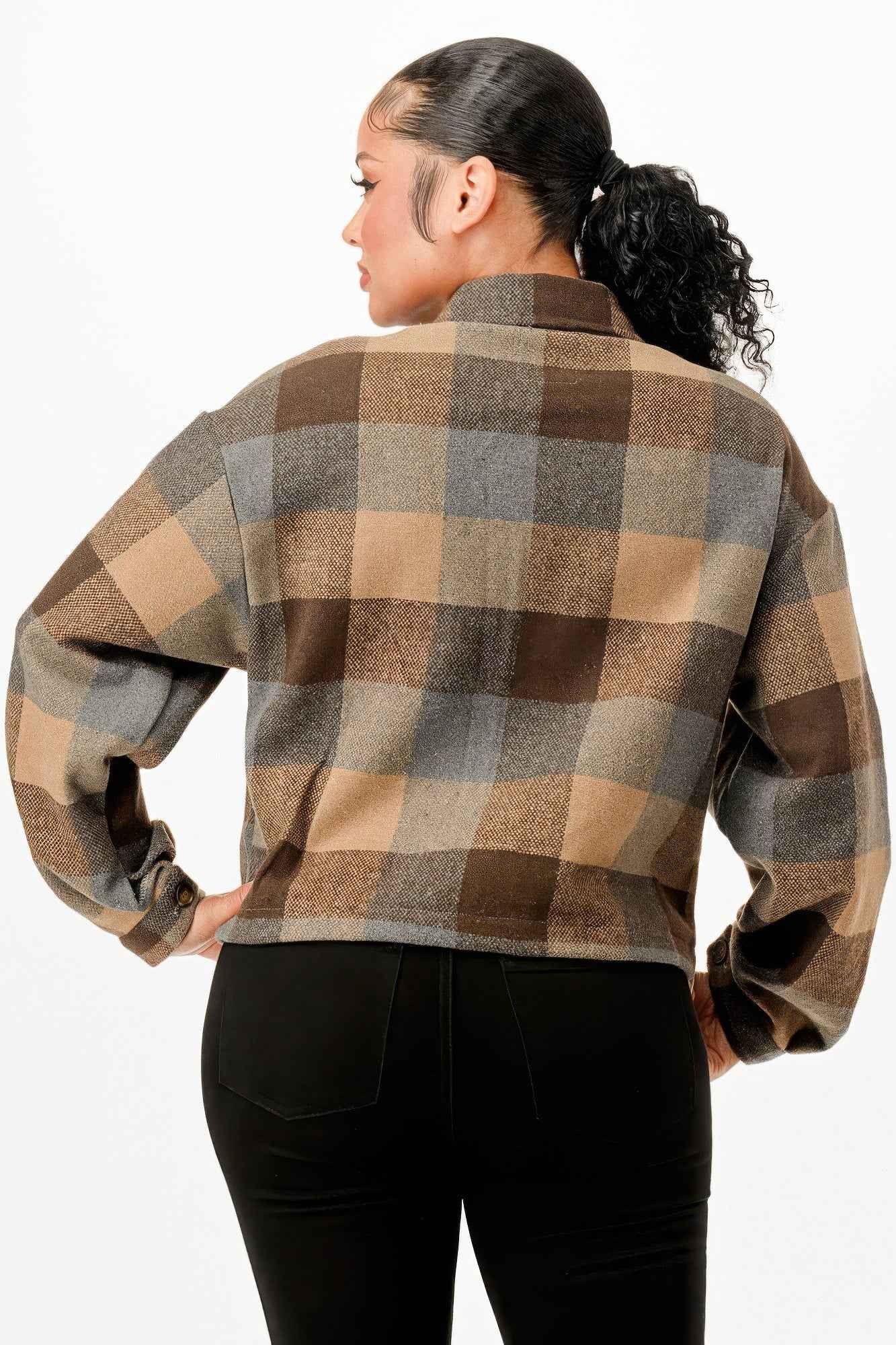 Cropped Flannel Jacket