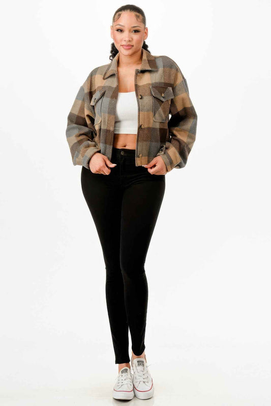 Cropped Flannel Jacket