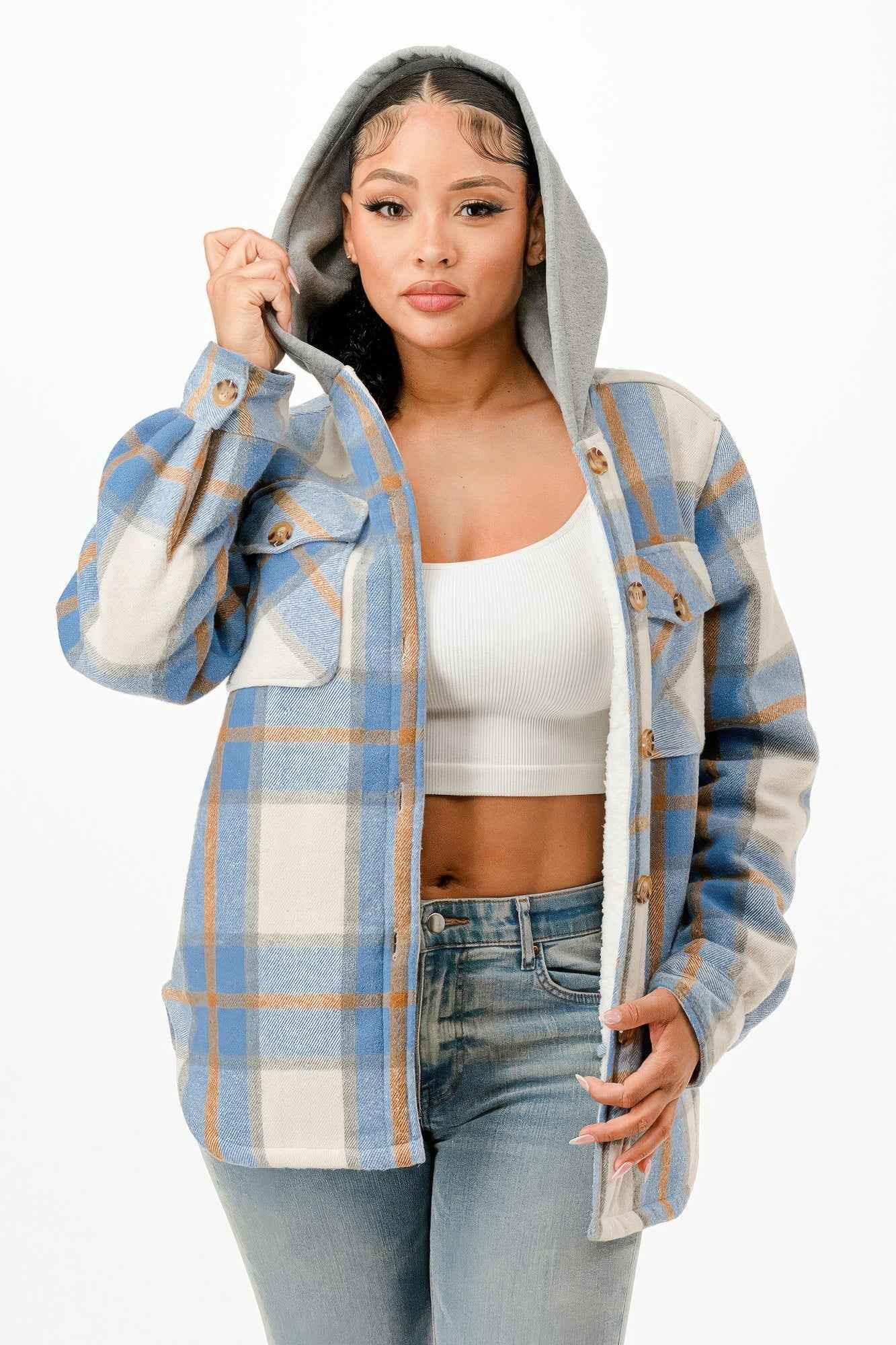 Hooded Plaid Jacket