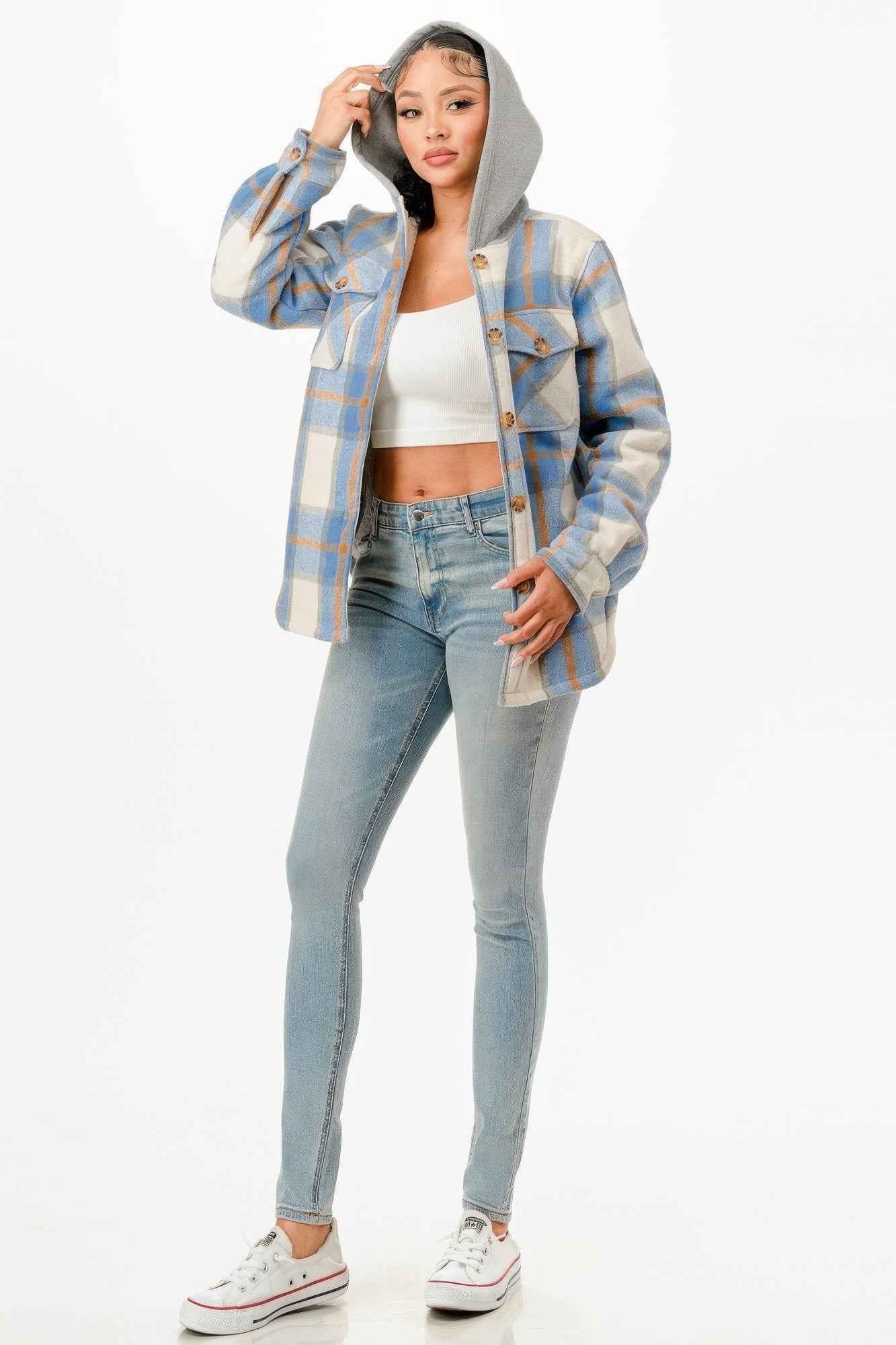 Hooded Plaid Jacket