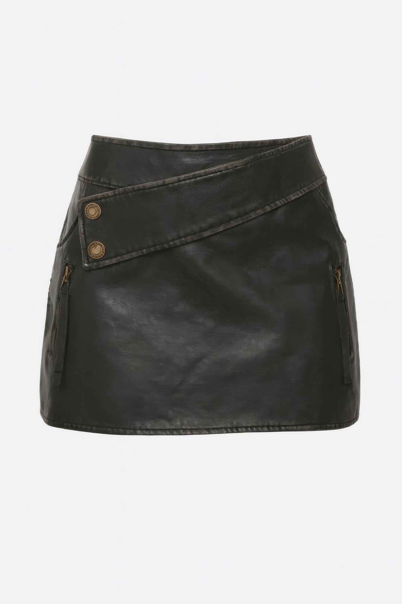 Faux Leather Strap Mini Skirt
