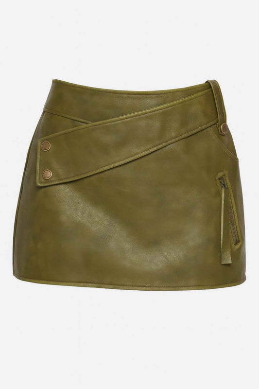 Faux Leather Strap Mini Skirt