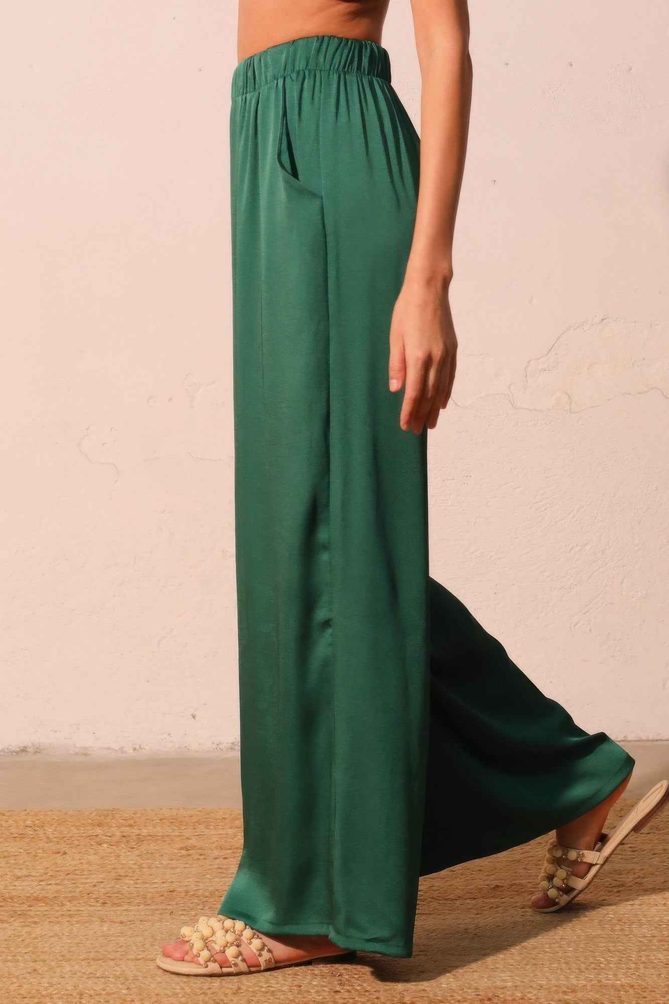 Washed Poly Silk Pocket Pants